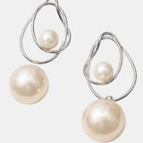 Diane - Intertwined Loop Drop Pearl Earrings