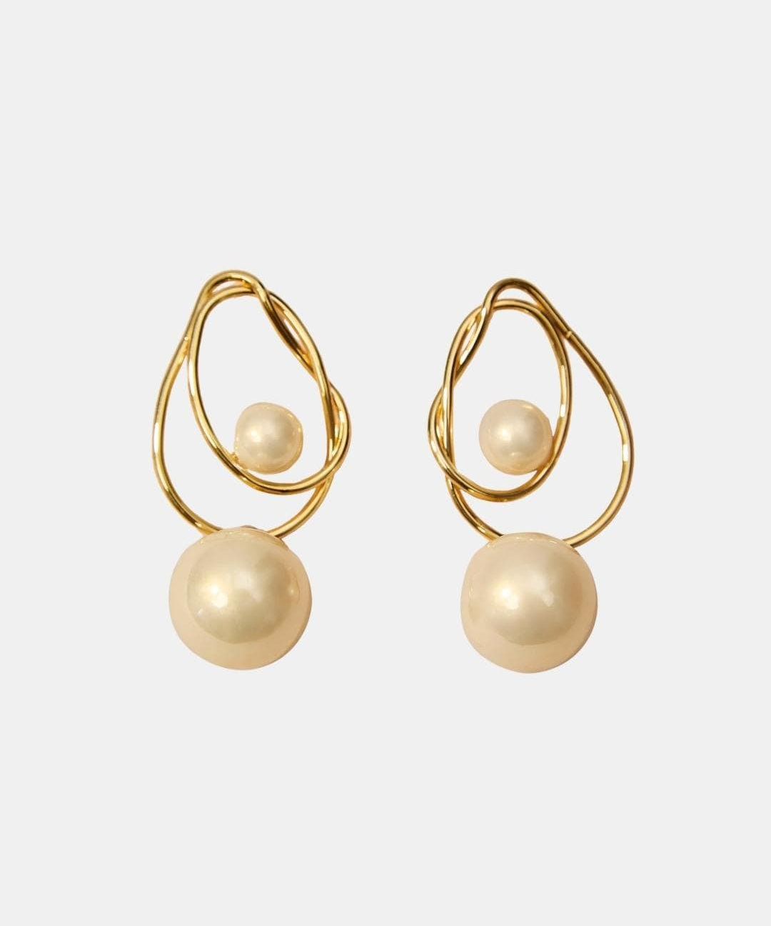 Diane - Intertwined Loop Drop Pearl Earrings