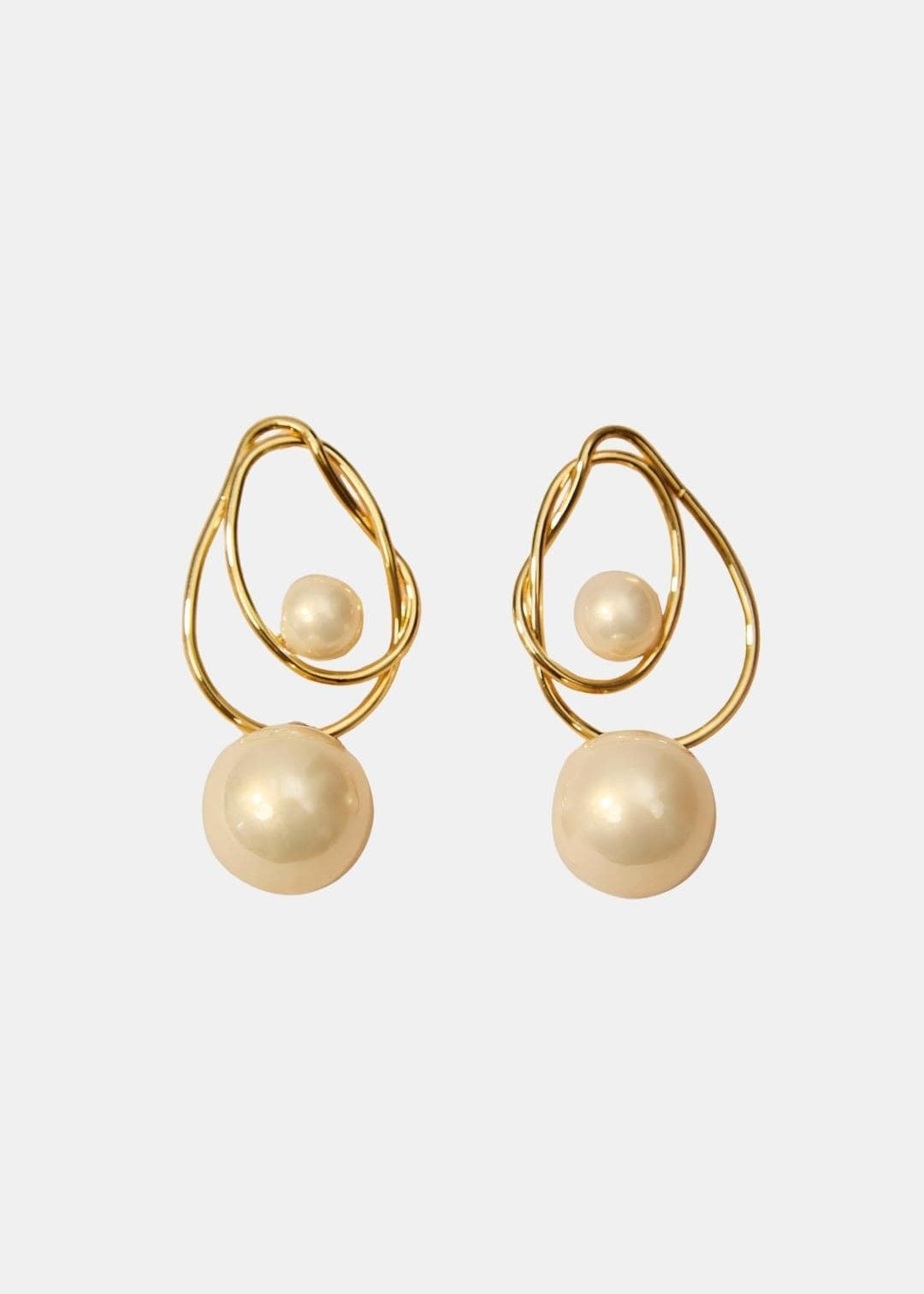 Diane - Intertwined Loop Drop Pearl Earrings