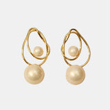 Diane - Intertwined Loop Drop Pearl Earrings