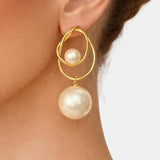 Diane - Intertwined Loop Drop Pearl Earrings