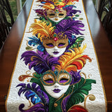 Quilted table runner with carnival mask design