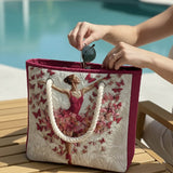 Handmade Beach Bag with Ballerina Design