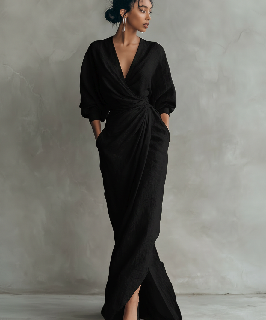SOFI PURE ELEGANCE V-NECK DRESS