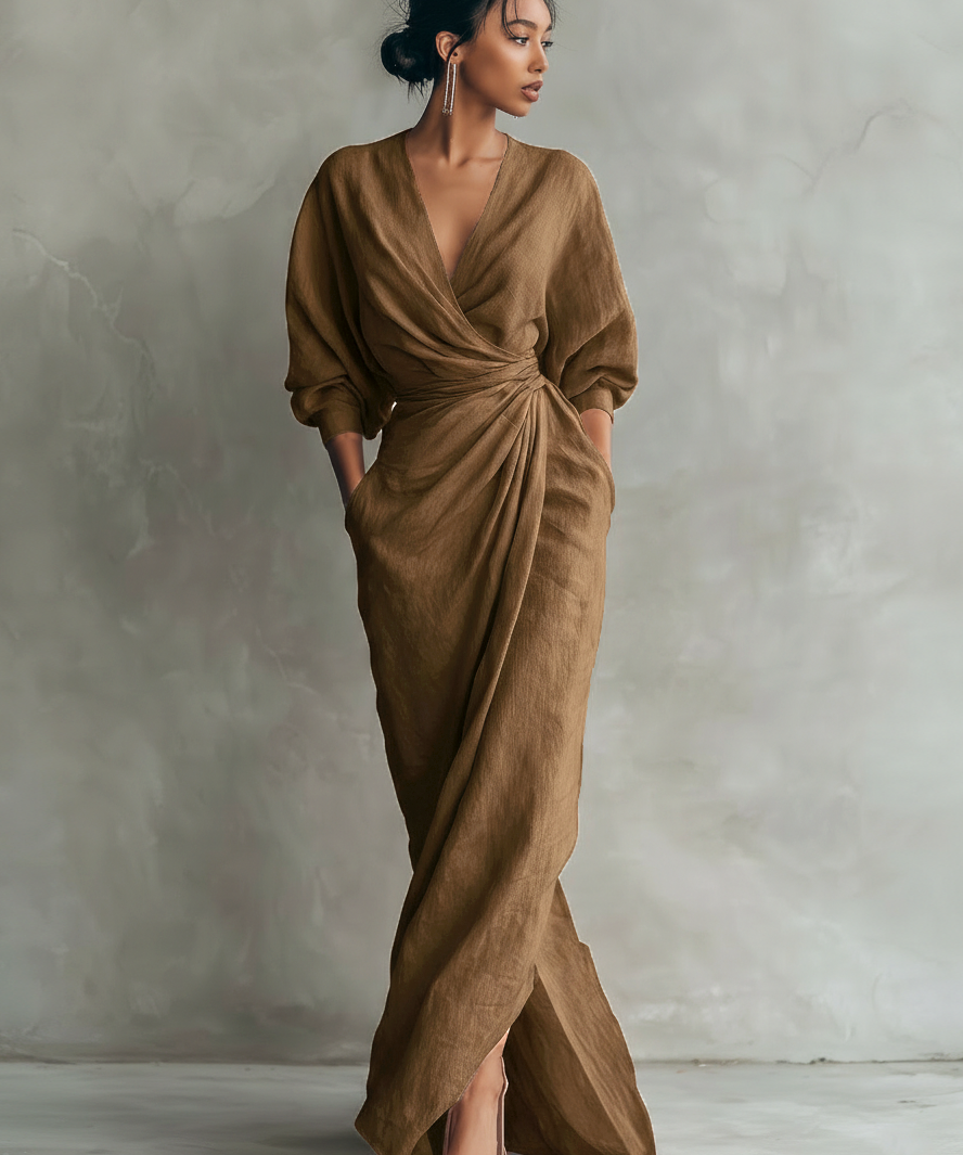 SOFI PURE ELEGANCE V-NECK DRESS