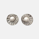Jeffany - Spiral Shell Pearl Earrings in Silver