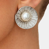 Jeffany - Spiral Shell Pearl Earrings in Silver