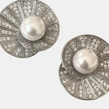 Jeffany - Spiral Shell Pearl Earrings in Silver