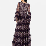Maya Purple Fully Embellished Maxi Dress With Frill Detail