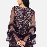Maya Purple Fully Embellished Maxi Dress With Frill Detail