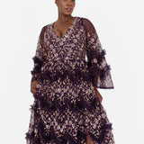 Maya Purple Fully Embellished Maxi Dress With Frill Detail