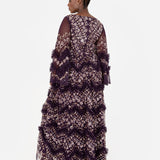 Maya Purple Fully Embellished Maxi Dress With Frill Detail