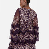 Maya Purple Fully Embellished Maxi Dress With Frill Detail