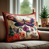 Padded Cushion Cover with Magical Dragonfly