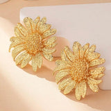 Maria – Vintage Sunflower Drop Earrings in Gold