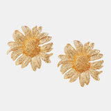 Maria – Vintage Sunflower Drop Earrings in Gold