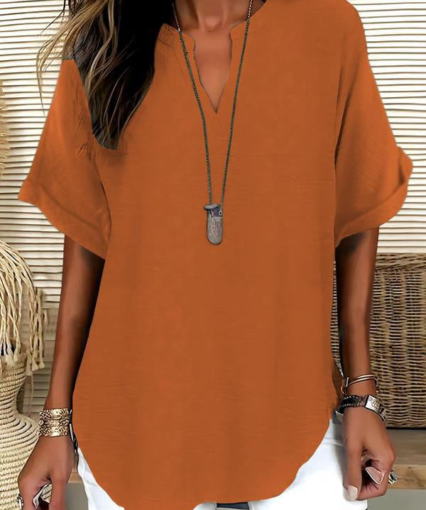 GENNEVA™ – Casual Plain Short Sleeve Blouse