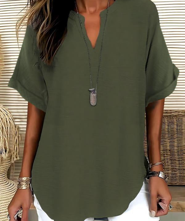 GENNEVA™ – Casual Plain Short Sleeve Blouse