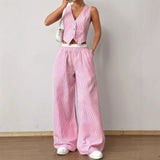DULCE™ – Elegant Sleeveless Two-Piece Striped Lounge Set