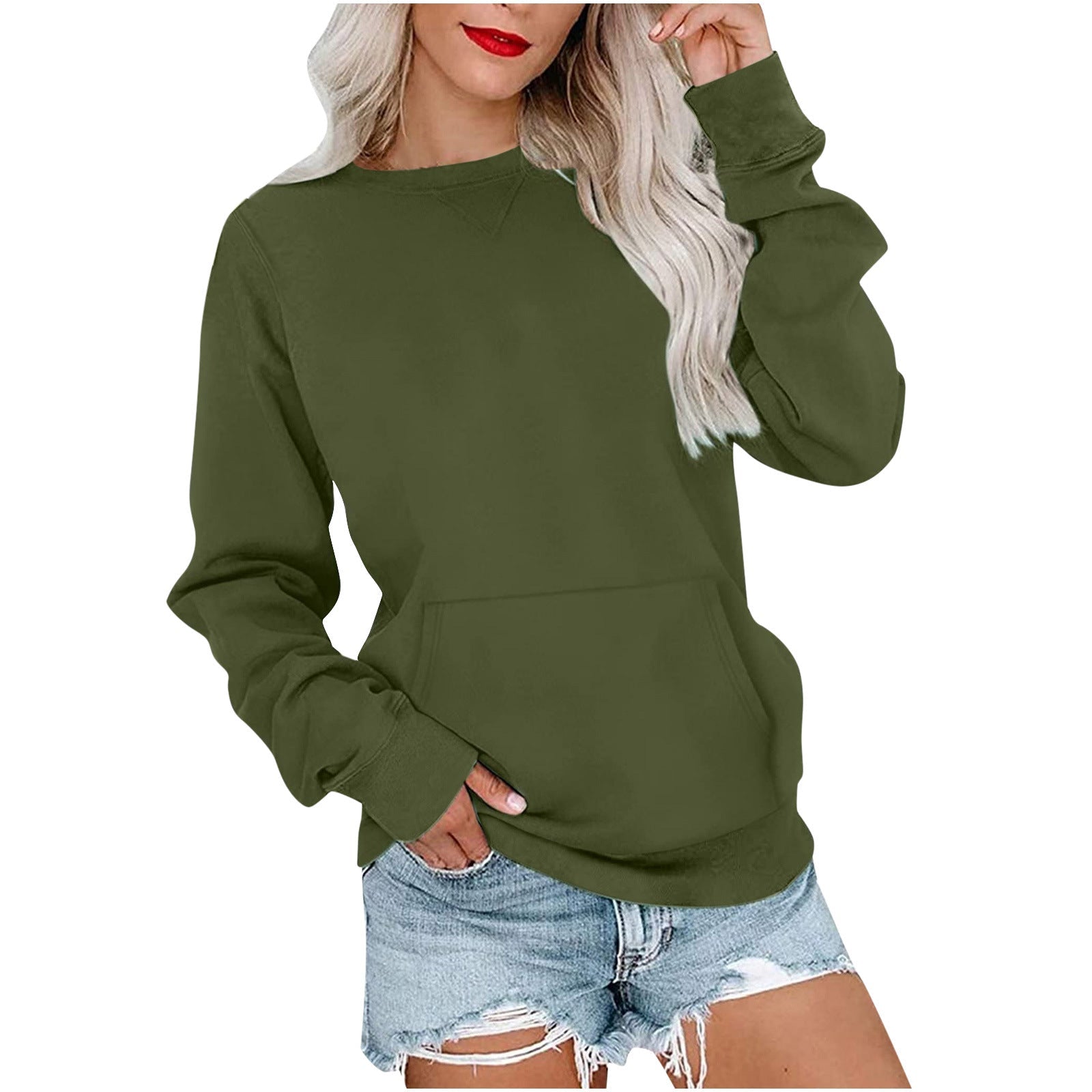 ERMA™ - Women's Lightweight Crewneck Hoodless Sweatshirt