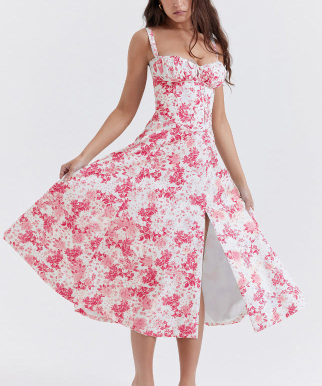 OPRAH™ - Casual Lace-Up Square Neck Midi Dress
