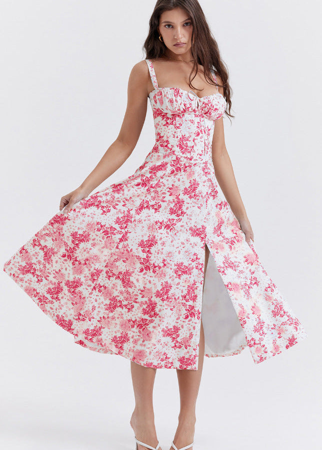 OPRAH™ - Casual Lace-Up Square Neck Midi Dress