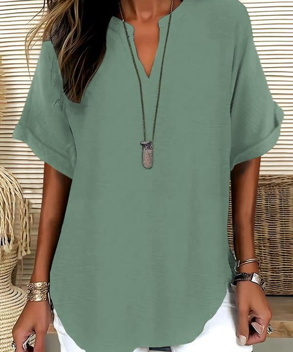 GENNEVA™ – Casual Plain Short Sleeve Blouse
