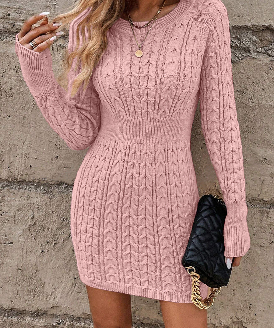 ALVA™ - Cable Knit Bodycon Sweater Dress with Round Neck for Fall & Winter