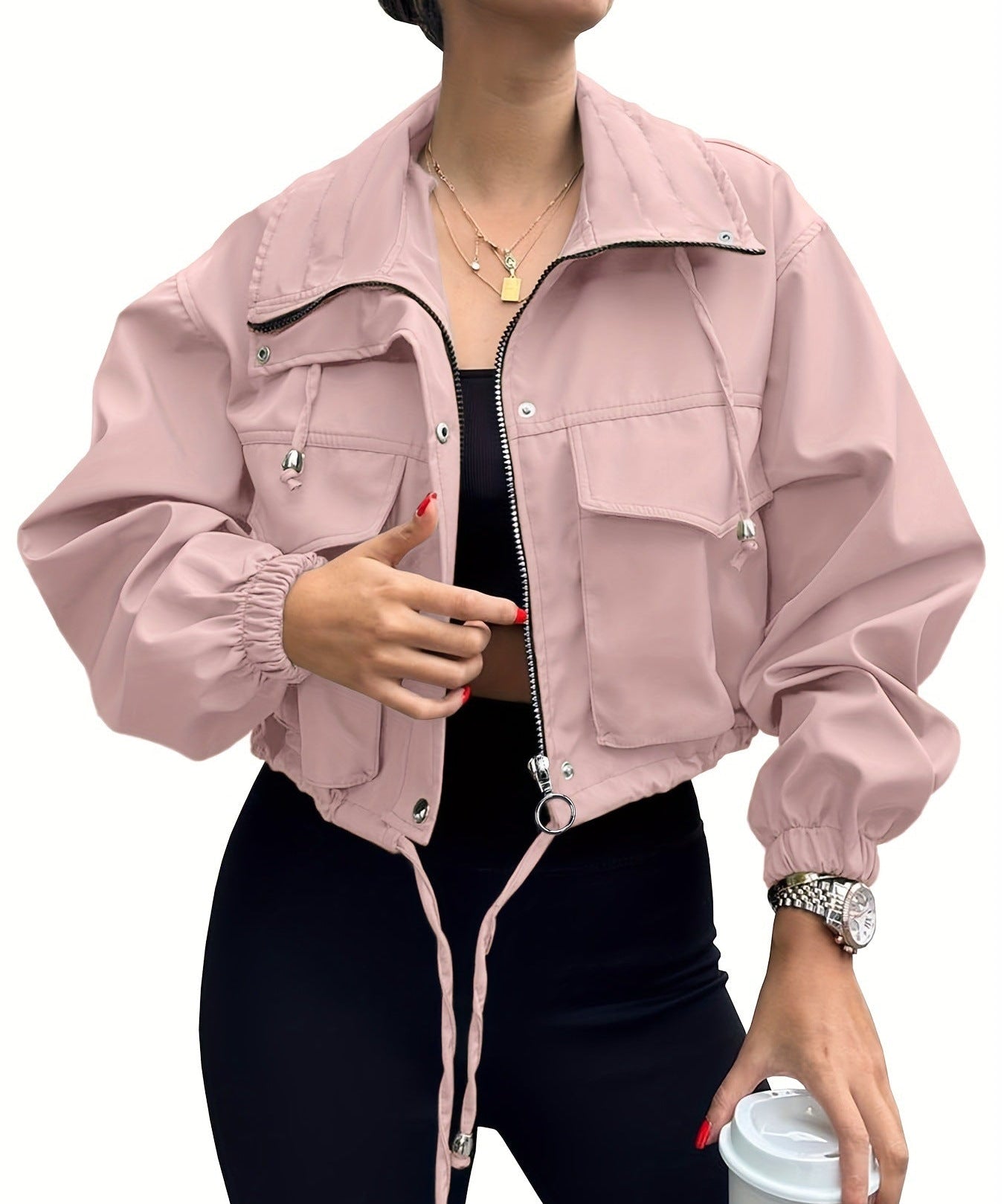 AGAPITA™ – Lightweight Zip-Up Cropped Jacket
