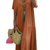 LINNEA™ – Soft Ruffle V-Neck Maxi Dress