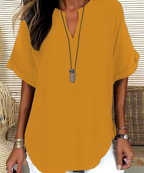 GENNEVA™ – Casual Plain Short Sleeve Blouse