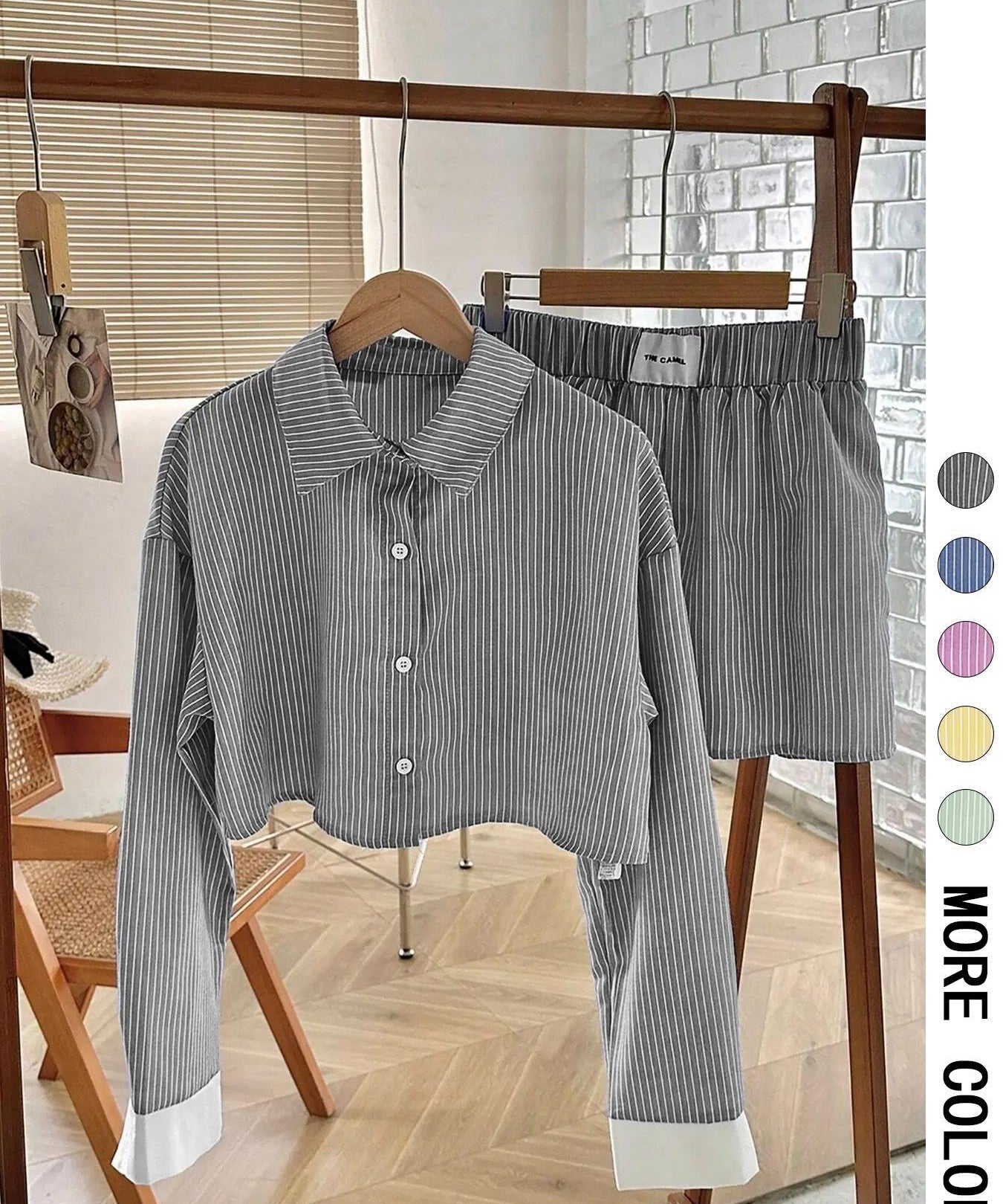EMERSYN™ - Casual Collared Long-Sleeve Co-Ord Set