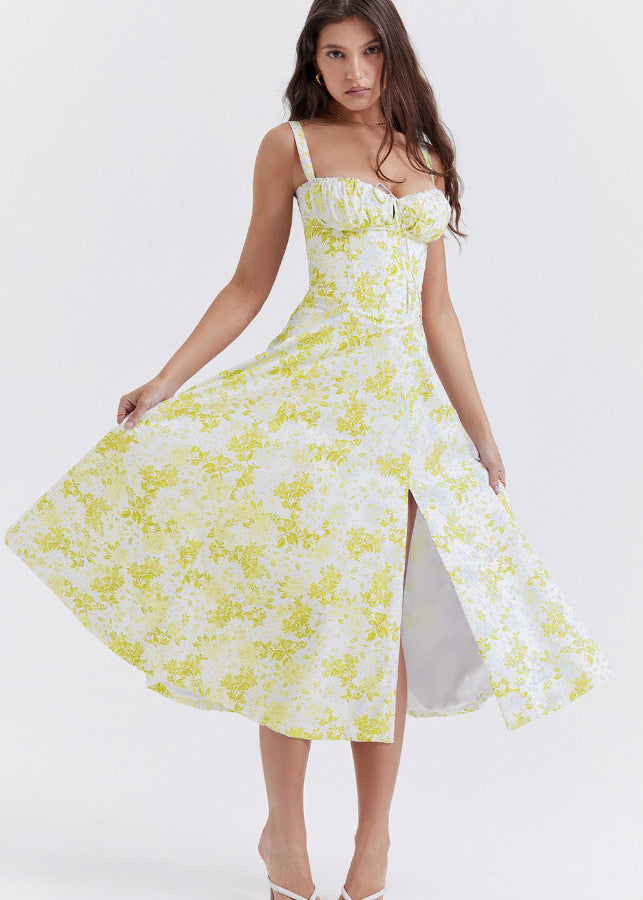 OPRAH™ - Casual Lace-Up Square Neck Midi Dress