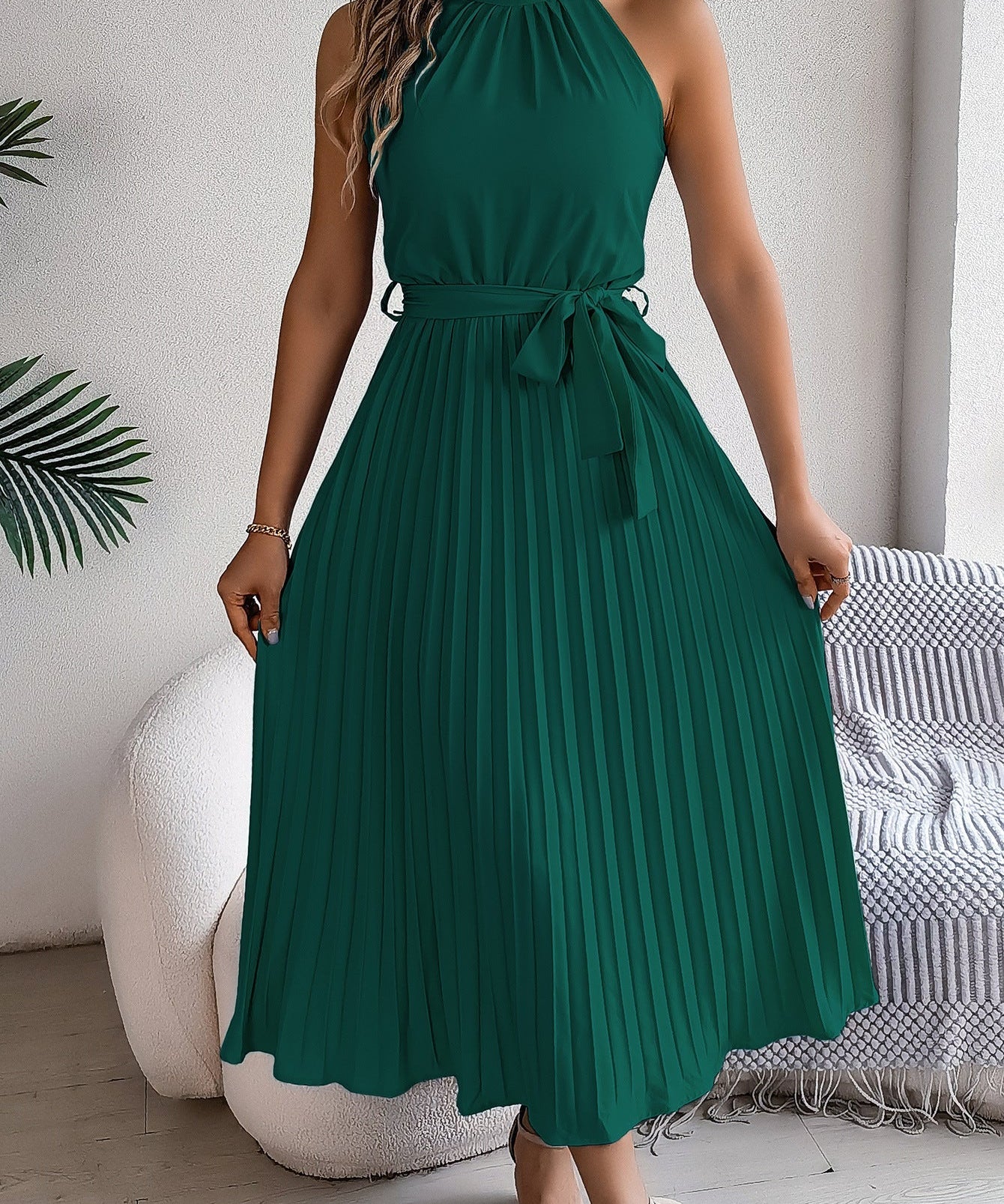 CEDRINE™ – Graceful Pleated Midi Dress