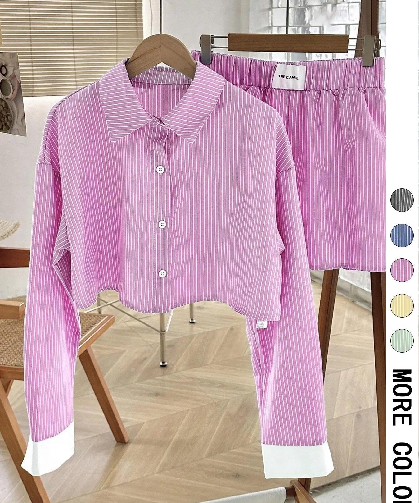 EMERSYN™ - Casual Collared Long-Sleeve Co-Ord Set