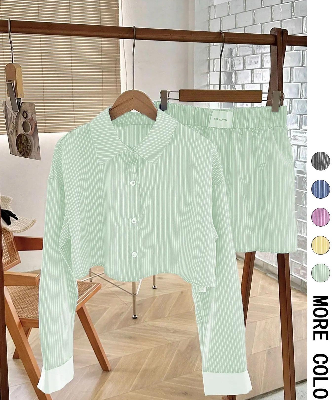 EMERSYN™ - Casual Collared Long-Sleeve Co-Ord Set