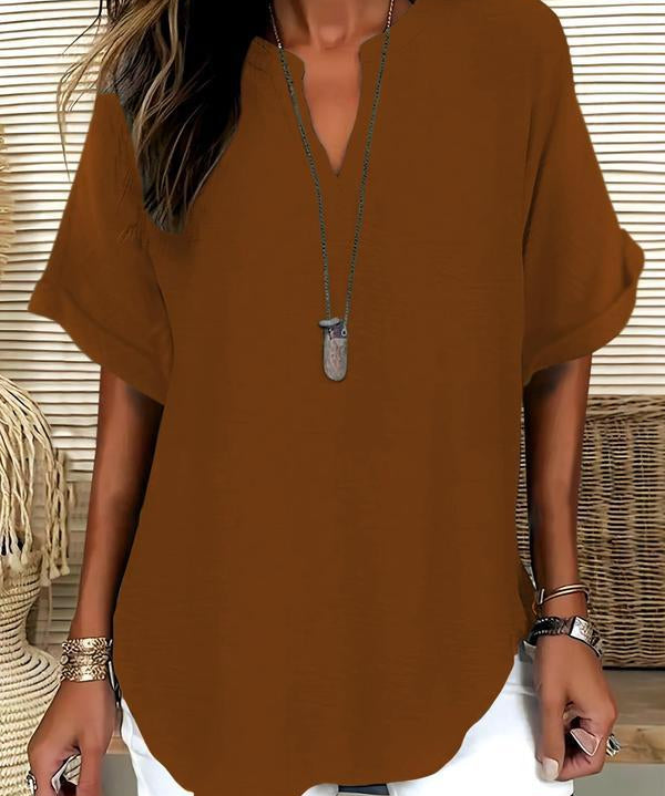 GENNEVA™ – Casual Plain Short Sleeve Blouse