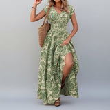SARKI™ - Chic Summer V-Neck Shirred Boho Dress