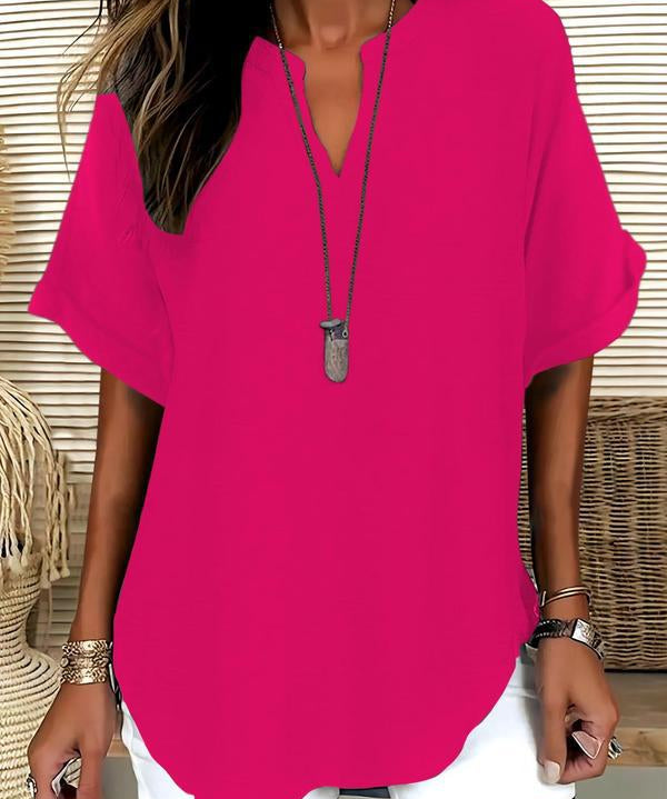 GENNEVA™ – Casual Plain Short Sleeve Blouse