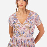 Maya Pink Embellished V Neck Tiered Maxi Dress