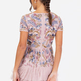 Maya Pink Embellished V Neck Tiered Maxi Dress