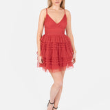 Anaya With Love Recycled Red Ruffle Cami Mini Dress