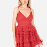 Anaya With Love Recycled Red Ruffle Cami Mini Dress