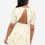 Anaya With Love Floral Short Ruched Sleeve & Keyhole Back High-Low Dress
