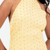 Anaya With Love Recycled Gold Detail Halter Neck & Open Back Yellow Maxi Dress