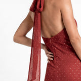 Anaya With Love Recycled Chilli Red Halter Neck & Open Back Maxi Dress