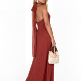 Anaya With Love Recycled Chilli Red Halter Neck & Open Back Maxi Dress