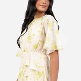 Anaya With Love Chartreuse Floral Self-Tie Keyhole Back Maxi Dress