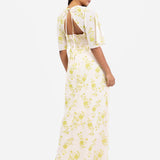 Anaya With Love Chartreuse Floral Self-Tie Keyhole Back Maxi Dress
