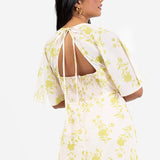 Anaya With Love Chartreuse Floral Self-Tie Keyhole Back Maxi Dress